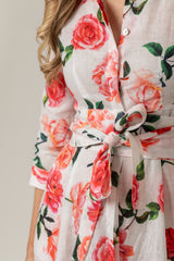 The Mamma Mia Linen Dress in Red Rose | Sartoria Saracena