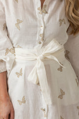 The Liza Linen Maxi Dress in Beige Butterfly | Sartoria Saracena