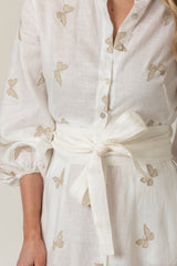 The Liza Linen Maxi Dress in Beige Butterfly | Sartoria Saracena