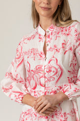 The Liza Linen Maxi Dress in Red Swirl | Sartoria Saracena