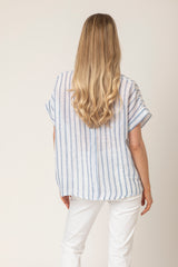 3463IMP-MRSG Shortsleeved Blue Stripe Shirt | Sartoria Saracena