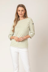 Galathee II Striped 3/4 Top in Neige/Algue | Saint James