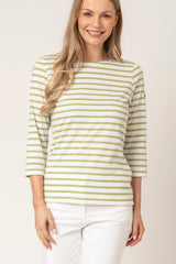 Galathee II Striped 3/4 Top in Neige/Algue | Saint James