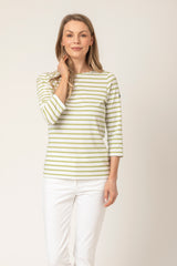 Galathee II Striped 3/4 Top in Neige/Algue | Saint James