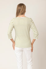 Galathee II Striped 3/4 Top in Neige/Algue | Saint James