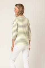 Galathee II Striped 3/4 Top in Neige/Algue | Saint James
