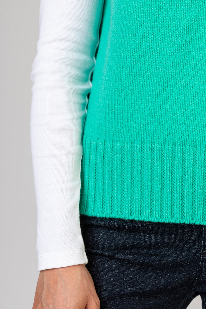 NEW Jade Green Scottish-Made Geelong Wool Tank Top | Sarah Thomson Knitwear