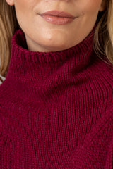 Berry Merino Sweater | Fisherman Out of Ireland at Sarah Thomson | Neckline details