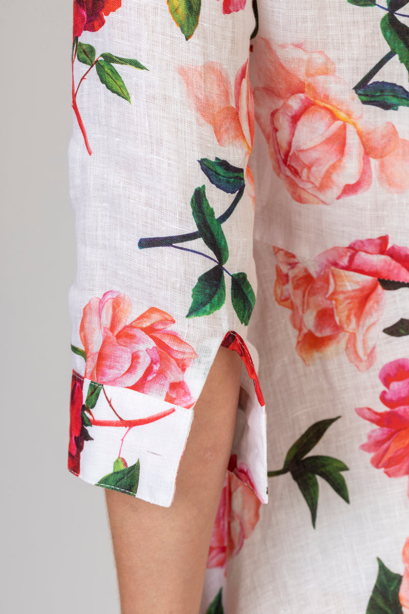 The Mamma Midi Linen Dress in New Rose | Sartoria Saracena