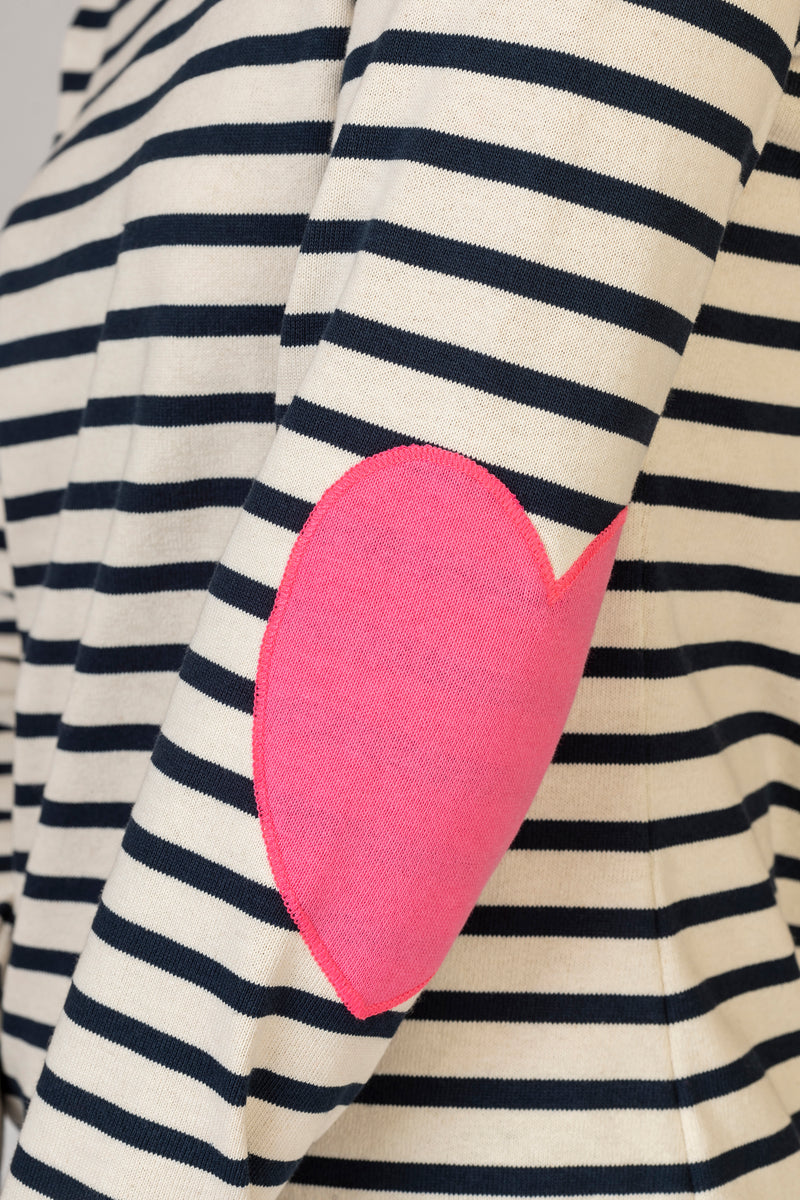 Vaujauny Striped Top with Pink Heart Elbow Patches | Saint James