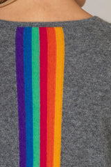Rainbow Stripe Cashmere Jumper in Grey | Esthēme Cachemire at Sarah Thomson | Rainbow stripe details 