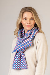 Check Wool Scarf in Blue and Pink | Sarah Thomson