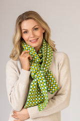 Check Wool Scarf in Green and Yellow | Sarah Thomson