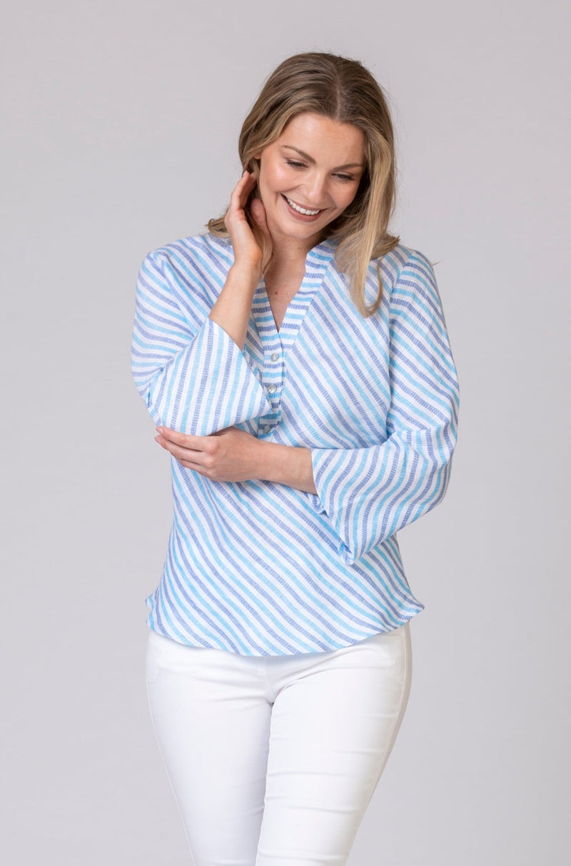 The Bias Stripe Linen Shirt | Sartoria Saracena