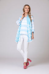 Ella Big Stripe Linen Tunic in Blue and White | Sartoria Saracena