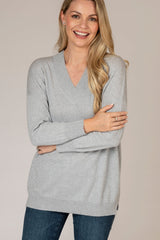 Grey V-Neck Sparkle Cashmere Jumper | Esthēme Cachemire