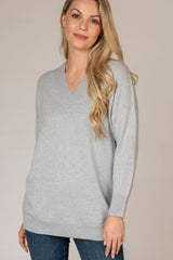 Grey V-Neck Sparkle Cashmere Jumper | Esthēme Cachemire