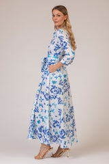 The Blue Butterfly Print Mamma Mia Linen Dress | Sartoria Saracena