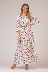 The Cherry Print Mamma Mia Linen Dress | Sartoria Saracena