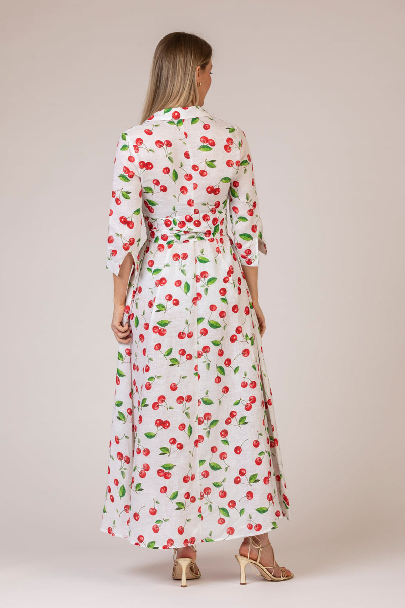 The Cherry Print Mamma Mia Linen Dress | Sartoria Saracena