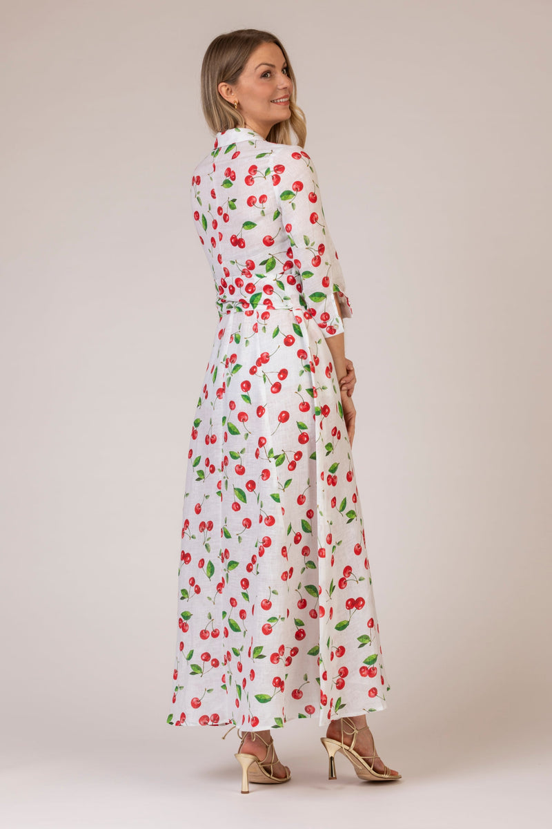 The Cherry Print Mamma Mia Linen Dress | Sartoria Saracena