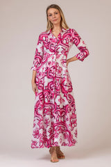 The Pink Swirl Print Mamma Mia Linen Dress | Sartoria Saracena