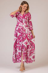 The Pink Swirl Print Mamma Mia Linen Dress | Sartoria Saracena