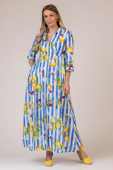 The Lemon Cherry Stripe Mamma Mia Linen Dress | Sartoria Saracena