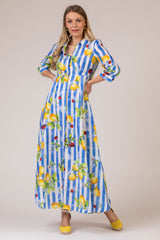 The Lemon Cherry Stripe Mamma Mia Linen Dress | Sartoria Saracena