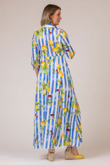 The Lemon Cherry Stripe Mamma Mia Linen Dress | Sartoria Saracena