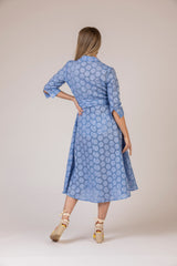 The Blue Broderie Anglaise Mamma Midi Linen Dress | Sartoria Saracena