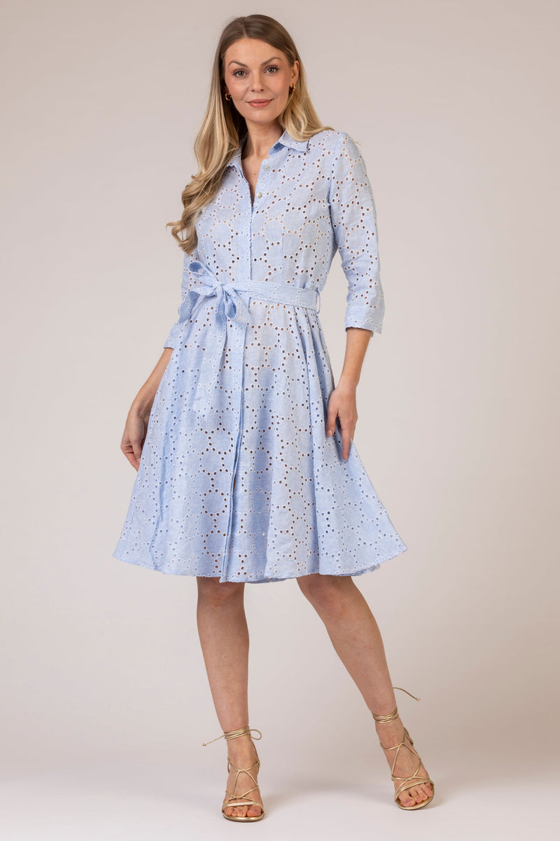 The Broderie Anglaise Mamma Mini Linen Dress | Sartoria Saracena