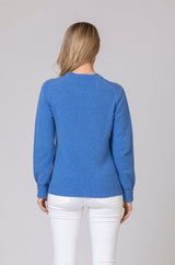 Scottish-Made V-Neck Cashmere Jumper in Blue | Sarah Thomson