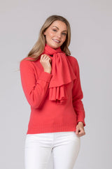 Scottish-Made Coral Cashmere Scarf | Sarah Thomson