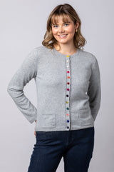 Light Grey Cashmere Cardigan WES24A40H | Esthēme Cachemire