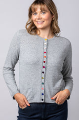 Light Grey Cashmere Cardigan WES24A40H | Esthēme Cachemire