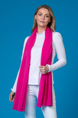 Scottish-Made Long Fuchsia Cashmere Scarf | Sarah Thomson