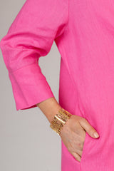 Hot Pink Linen Shirt Dress | Esthēme Cachemire