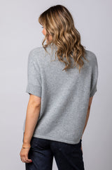 Grey Cashmere Ribbed Polo WES26B35H | Esthēme Cachemire