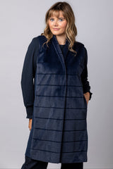 Leone Navy Faux Fur Gilet | EMME