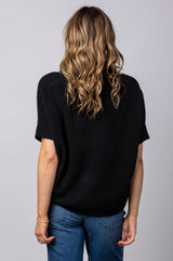 Black Cashmere Ribbed Polo WES26B35H | Esthēme Cachemire