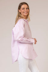 The Pink Stripe Long Linen Shirt | Sartoria Saracena