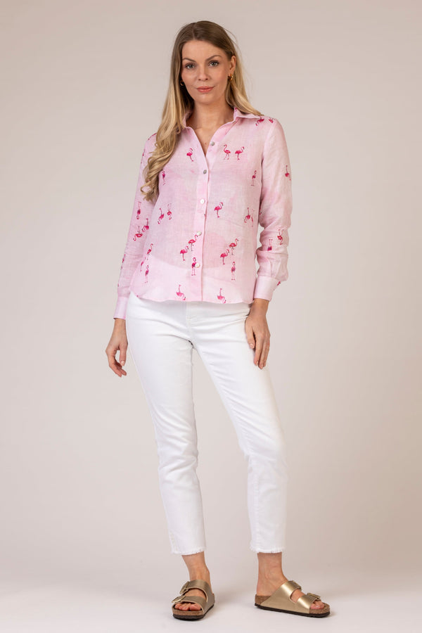 The Pink Flamingo Linen Shirt | Sartoria Saracena