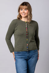 Khaki Cashmere Cardigan WES24A40H | Esthēme Cachemire