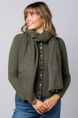 Khaki Cashmere Scarf AC1005H | Esthēme Cachemire