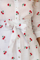 The Embroidered Cherry Mamma Midi Linen Dress | Sartoria Saracena