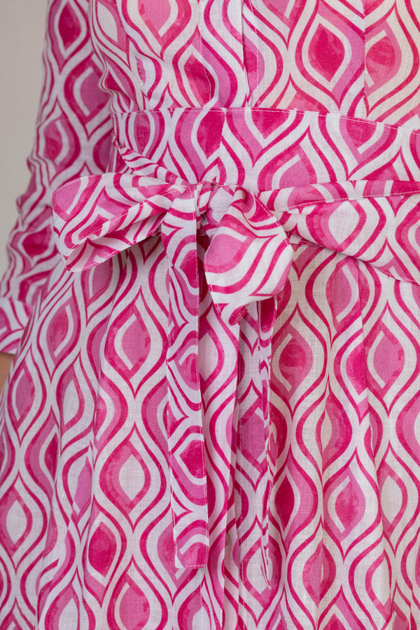 Isca Pink Print Linen Belt | Sartoria Saracena
