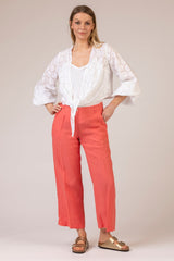 Maine S Coral Linen Trousers | Brax