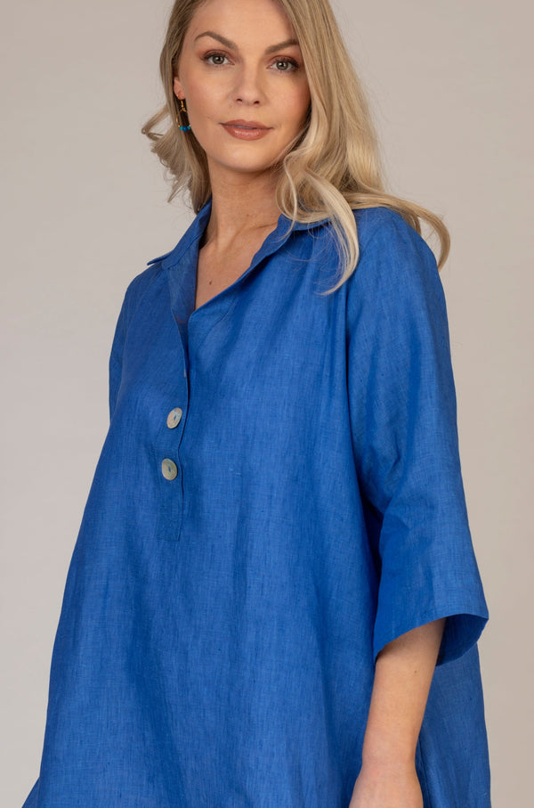 The Anna Long Shirt in Blue | Sartoria Saracena