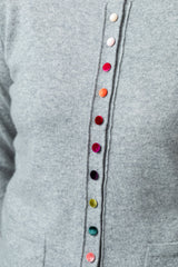 Light Grey Cashmere Cardigan WES24A40H | Esthēme Cachemire